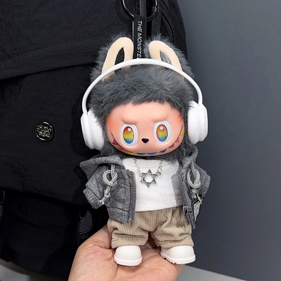 For Labubu Big Into Energy Series Clothes Casual Hoodie Grey Leisure Trend Fashion Sweatshirt Jacket Lovely Outfit Gifts