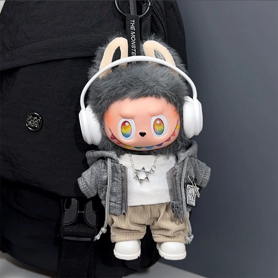 For Labubu Big Into Energy Series Clothes Casual Hoodie Grey Leisure Trend Fashion Sweatshirt Jacket Lovely Outfit Gifts