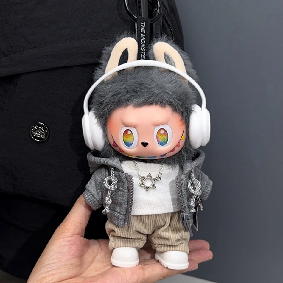 For Labubu Big Into Energy Series Clothes Casual Hoodie Grey Leisure Trend Fashion Sweatshirt Jacket Lovely Outfit Gifts