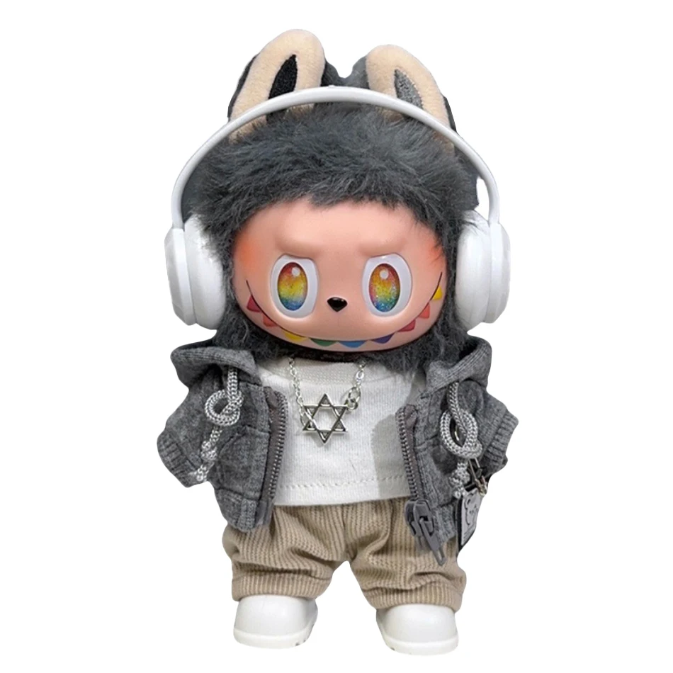 For Labubu Big Into Energy Series Clothes Casual Hoodie Grey Leisure Trend Fashion Sweatshirt Jacket Lovely Outfit Gifts