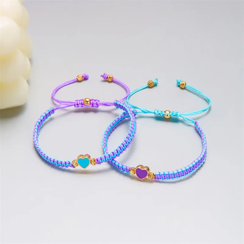 Set of 2 Colorful Heart Beaded Matching Bracelets for Couples Friendships Trendy Couple Bracelets Anniversary Valentines Gifts