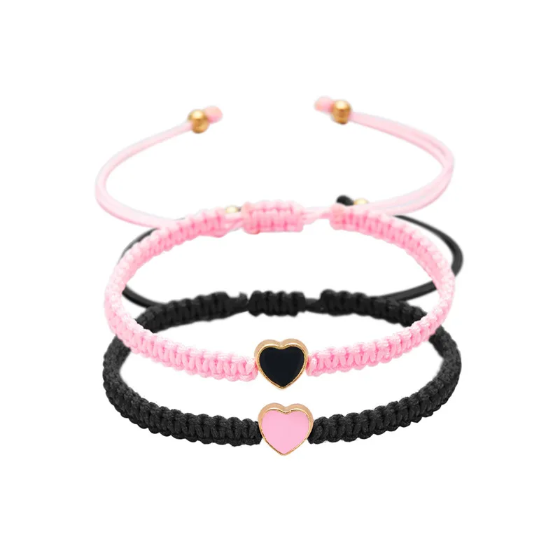 Set of 2 Colorful Heart Beaded Matching Bracelets for Couples Friendships Trendy Couple Bracelets Anniversary Valentines Gifts