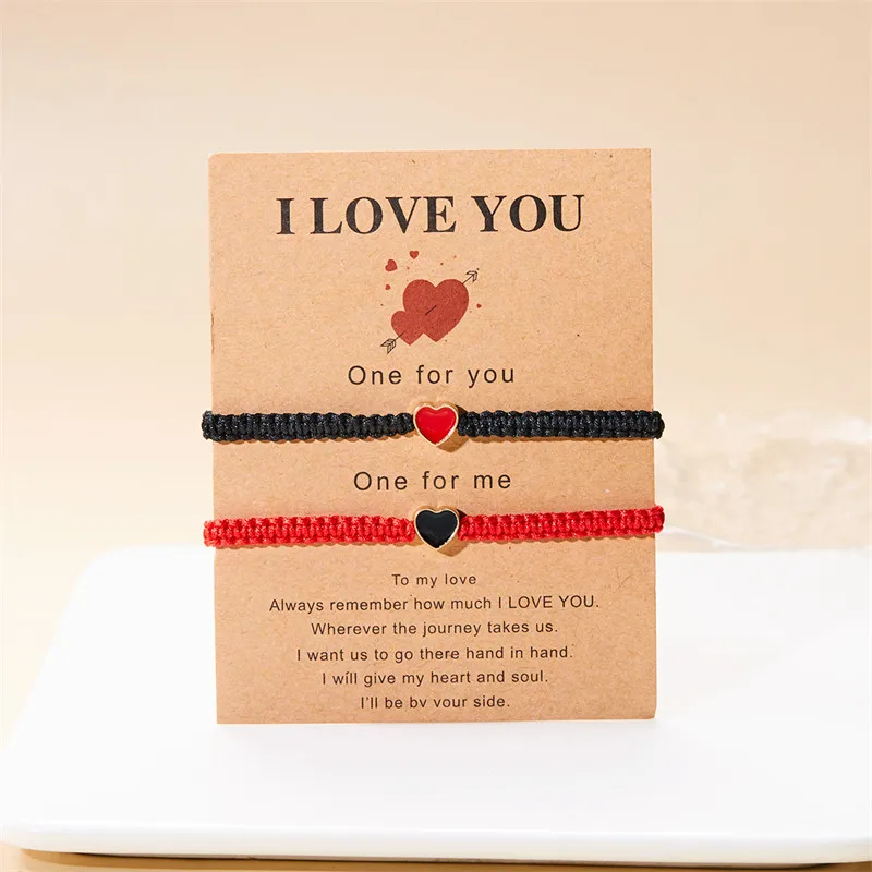 Set of 2 Colorful Heart Beaded Matching Bracelets for Couples Friendships Trendy Couple Bracelets Anniversary Valentines Gifts