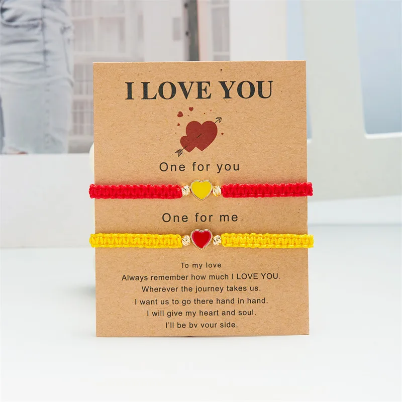 Set of 2 Colorful Heart Beaded Matching Bracelets for Couples Friendships Trendy Couple Bracelets Anniversary Valentines Gifts