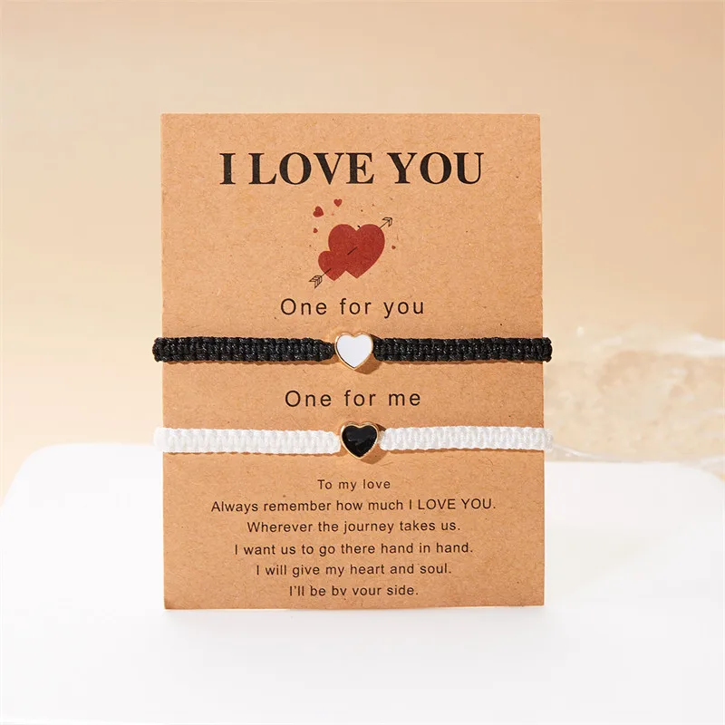 Set of 2 Colorful Heart Beaded Matching Bracelets for Couples Friendships Trendy Couple Bracelets Anniversary Valentines Gifts