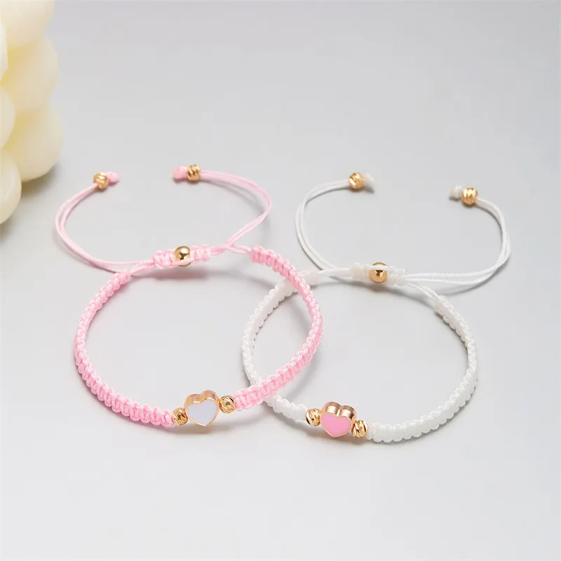 Set of 2 Colorful Heart Beaded Matching Bracelets for Couples Friendships Trendy Couple Bracelets Anniversary Valentines Gifts