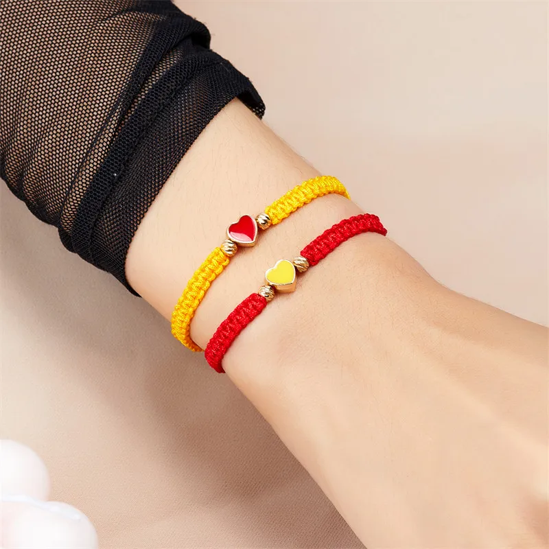 Set of 2 Colorful Heart Beaded Matching Bracelets for Couples Friendships Trendy Couple Bracelets Anniversary Valentines Gifts