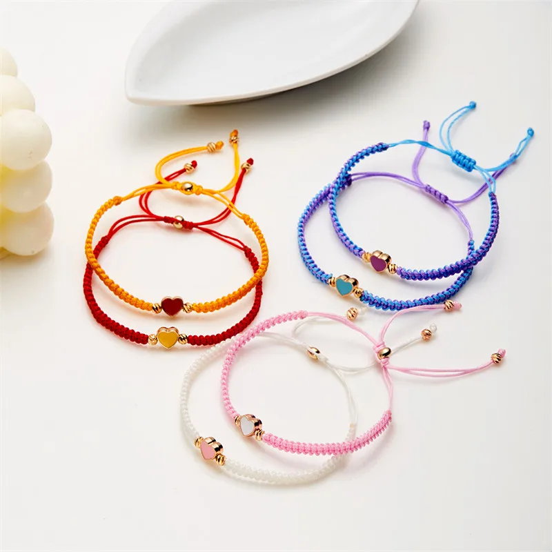 Set of 2 Colorful Heart Beaded Matching Bracelets for Couples Friendships Trendy Couple Bracelets Anniversary Valentines Gifts