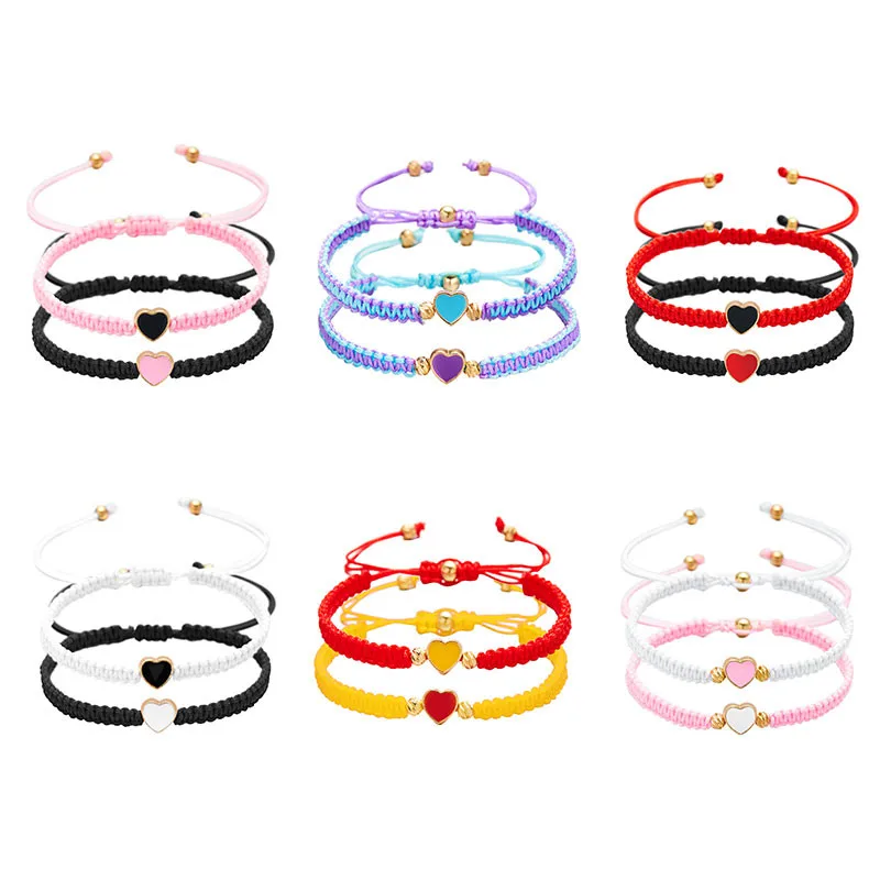 Set of 2 Colorful Heart Beaded Matching Bracelets for Couples Friendships Trendy Couple Bracelets Anniversary Valentines Gifts