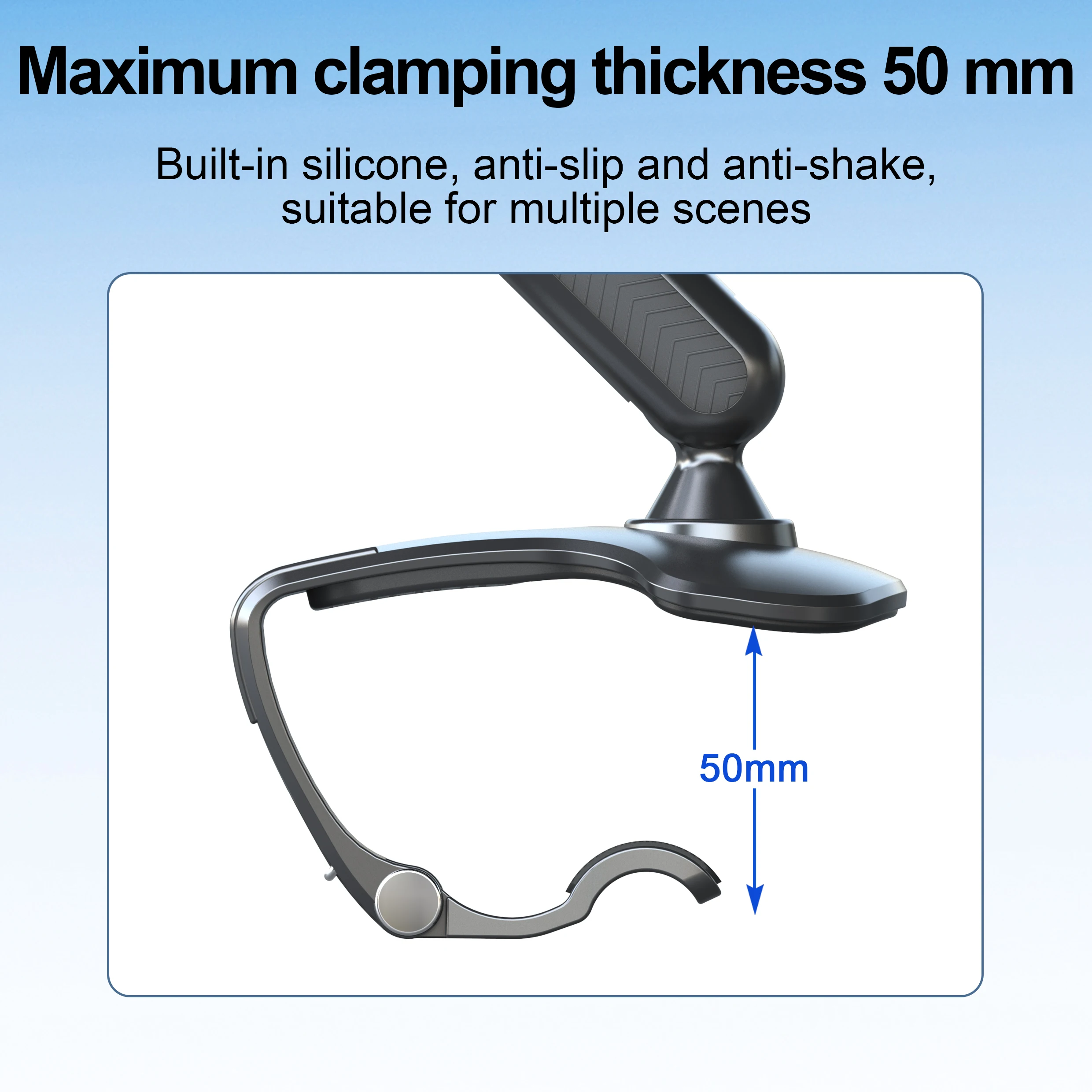 Magnetic 360 Degree Rotation Dashboard Car Phone Holder [Strong Compression Clamp] Clip on Dashboard for 4 to 7 inch Smartphones