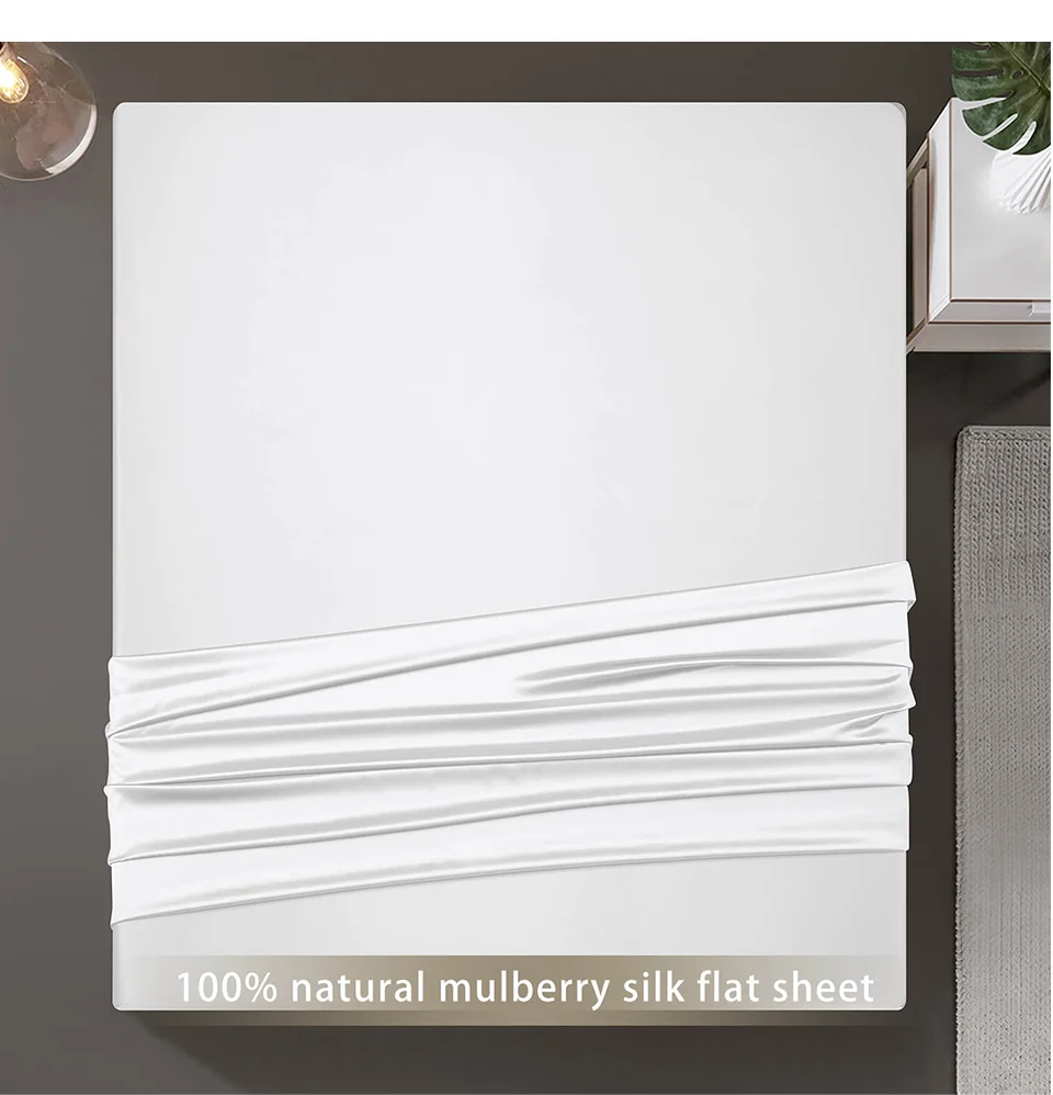 DISANGNI 22 Momme 100% Pure Mulberry Silk Flat Sheet, 6A Grade Natural Silk Bedding, Luxuriously Soft, Smooth, Breathable and Sk