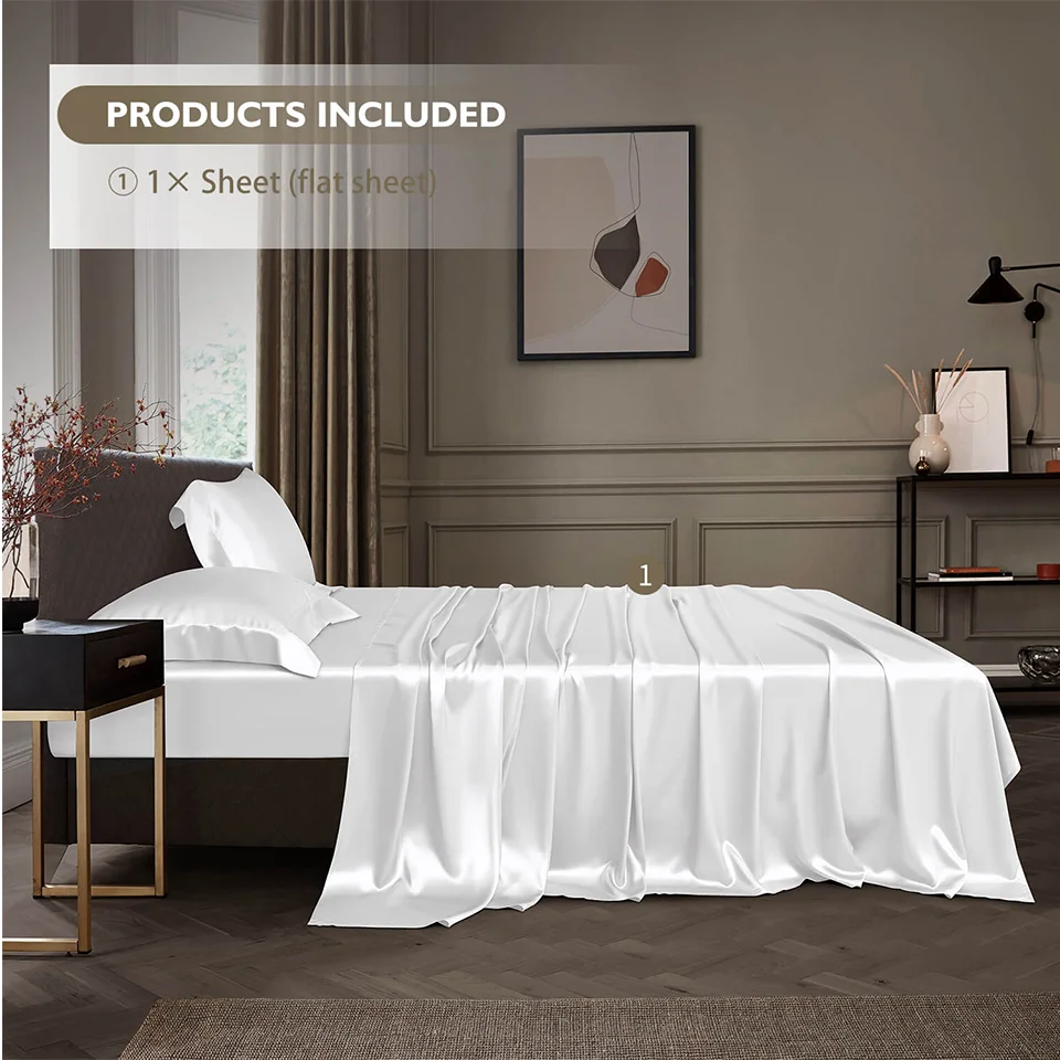 DISANGNI 22 Momme 100% Pure Mulberry Silk Flat Sheet, 6A Grade Natural Silk Bedding, Luxuriously Soft, Smooth, Breathable and Sk