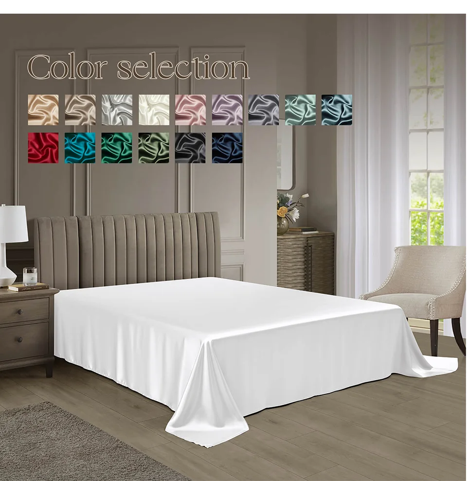 DISANGNI 22 Momme 100% Pure Mulberry Silk Flat Sheet, 6A Grade Natural Silk Bedding, Luxuriously Soft, Smooth, Breathable and Sk