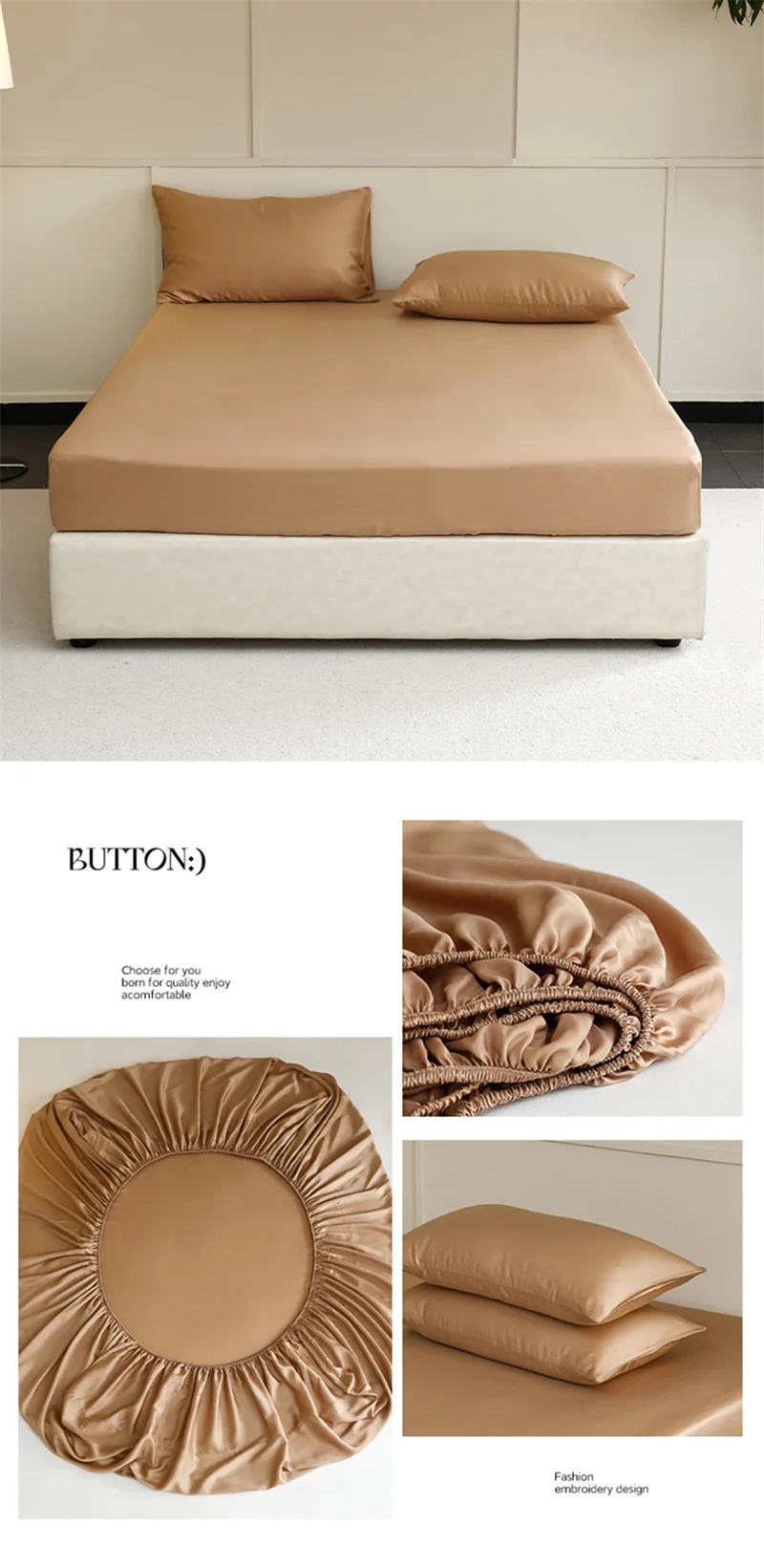 Luxurious Mulberry Silk Fitted Sheet with Elastic Bands Full Around Mattress Cover Smooth Non-Slip Bed Cover 100/120/160/180/200