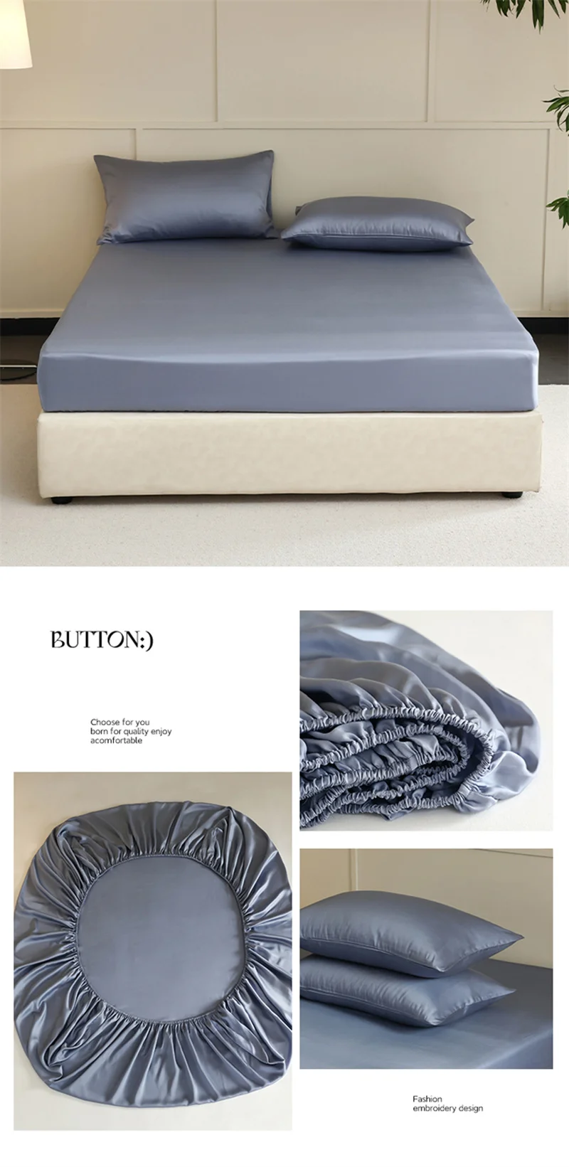 Luxurious Mulberry Silk Fitted Sheet with Elastic Bands Full Around Mattress Cover Smooth Non-Slip Bed Cover 100/120/160/180/200