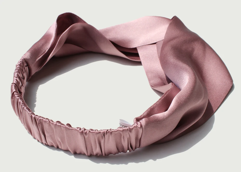 100% Mulberry Silk Headbands for Women Vintage Cross Elastic Head Wrap Hair Accessories 16 Momme