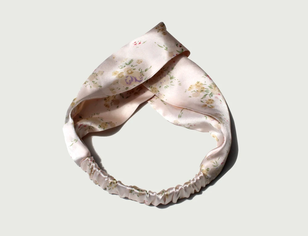 100% Mulberry Silk Headbands for Women Vintage Cross Elastic Head Wrap Hair Accessories 16 Momme