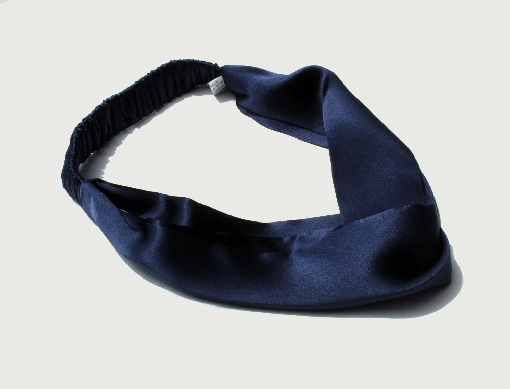100% Mulberry Silk Headbands for Women Vintage Cross Elastic Head Wrap Hair Accessories 16 Momme