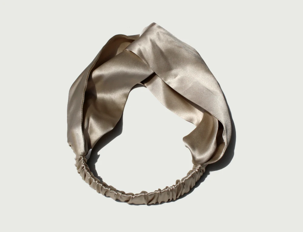 100% Mulberry Silk Headbands for Women Vintage Cross Elastic Head Wrap Hair Accessories 16 Momme