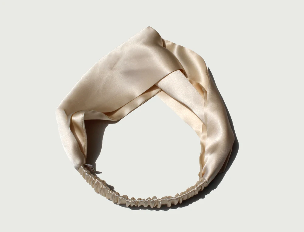 100% Mulberry Silk Headbands for Women Vintage Cross Elastic Head Wrap Hair Accessories 16 Momme