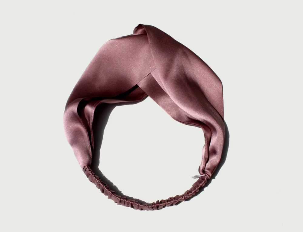 100% Mulberry Silk Headbands for Women Vintage Cross Elastic Head Wrap Hair Accessories 16 Momme