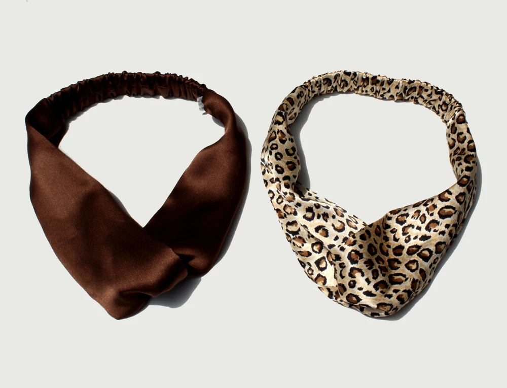 100% Mulberry Silk Headbands for Women Vintage Cross Elastic Head Wrap Hair Accessories 16 Momme