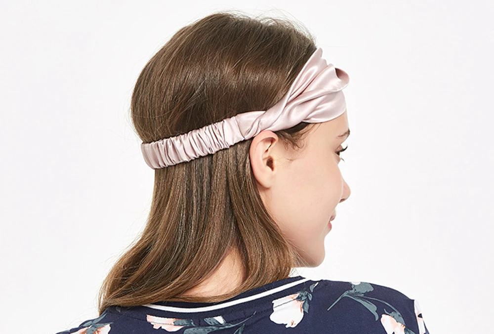 100% Mulberry Silk Headbands for Women Vintage Cross Elastic Head Wrap Hair Accessories 16 Momme