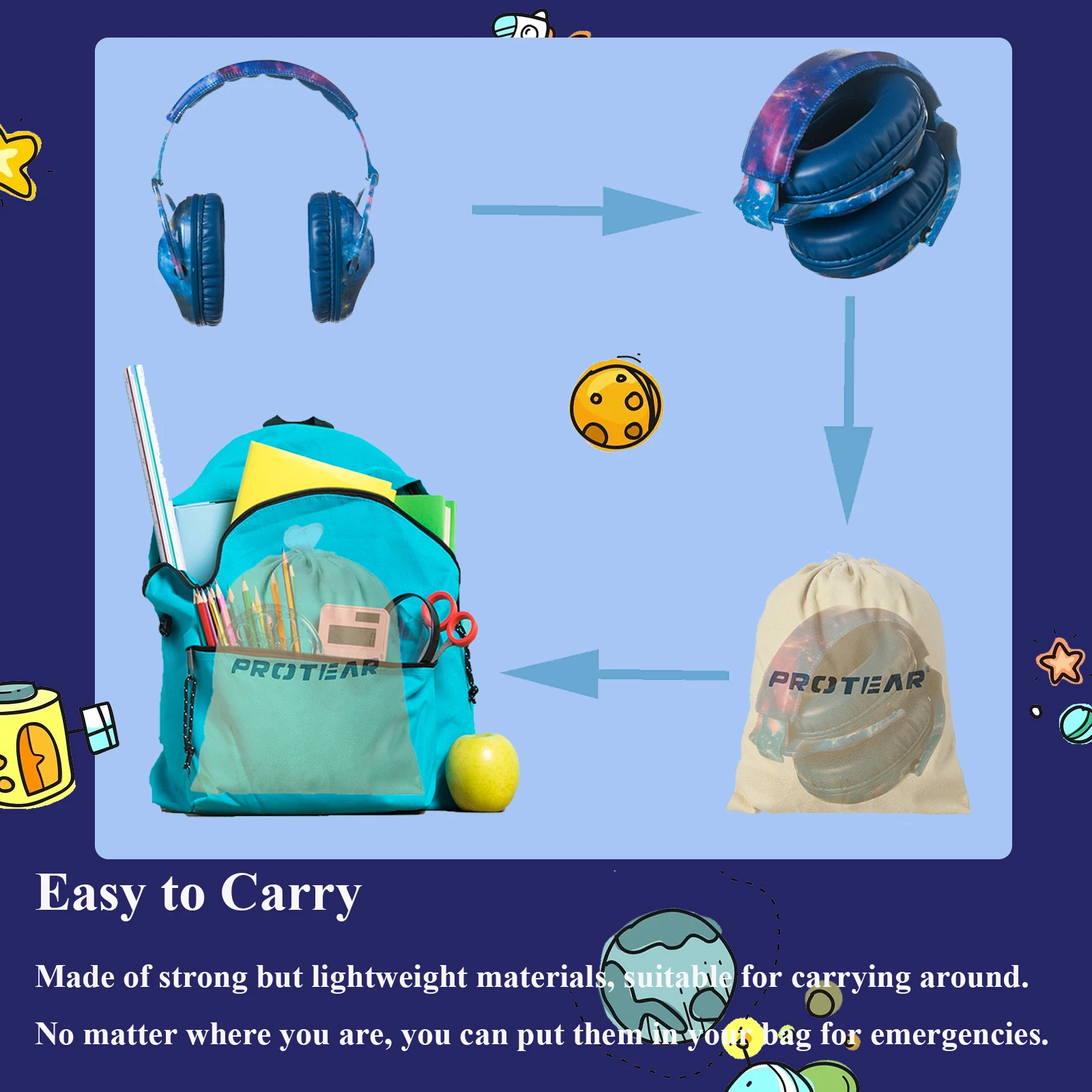 PROTEAR Kids Noise Cancelling Headphones 25dB NRR Hearing Protection Sound Proof for Toddler Safety Earmuff for Concert Airplane