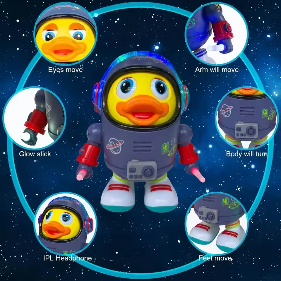 Baby Duck Toy Musical Interactive Toy Electric with Lights and Sounds Dancing Robot Space Elements for Infants Babies Kids Gifts