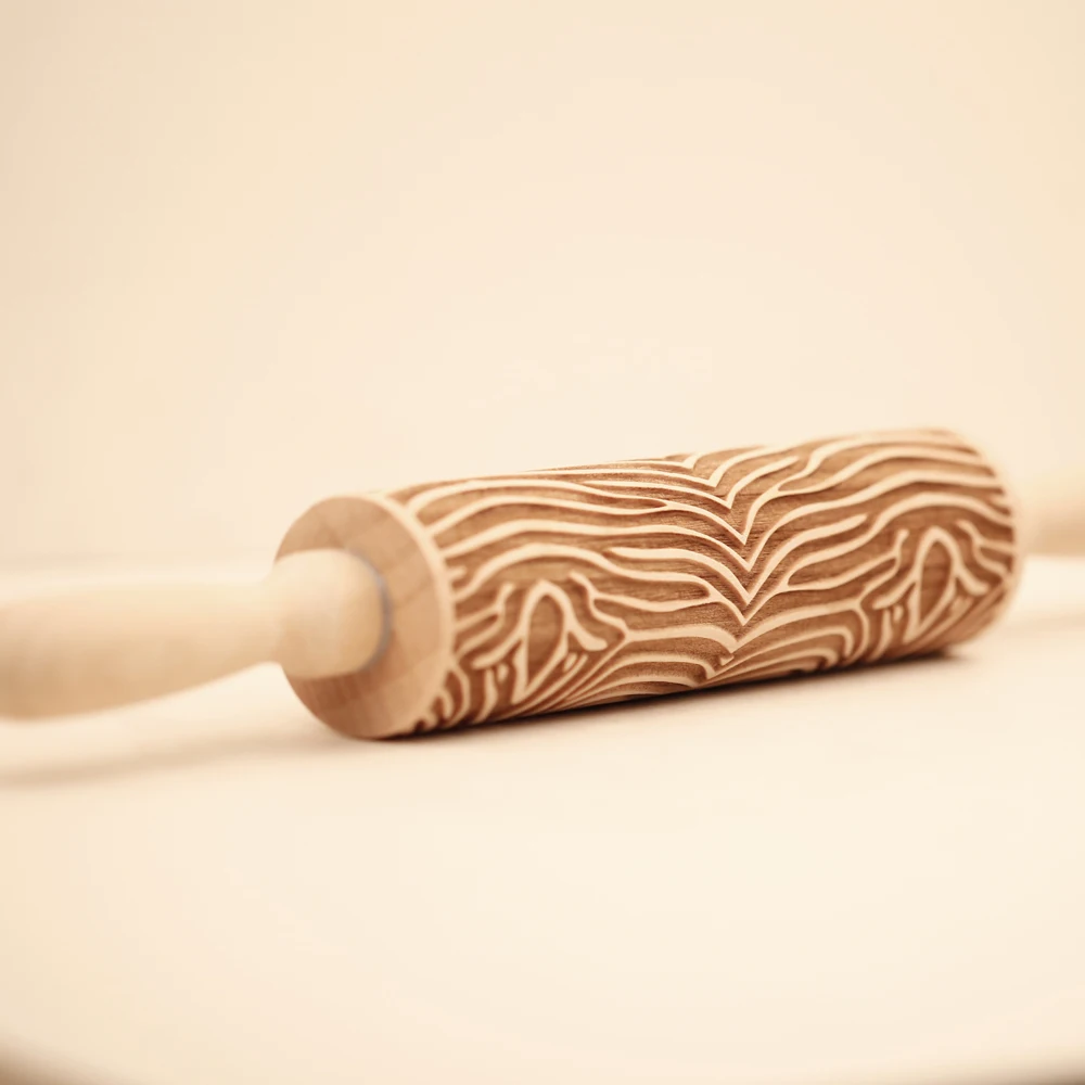 Arjmide 35X4.5CM European Retro Flower Window Grilles Deep Engraved Wooden Embossed Cookies Rolling Pin for Baking 3D Mold ZM006