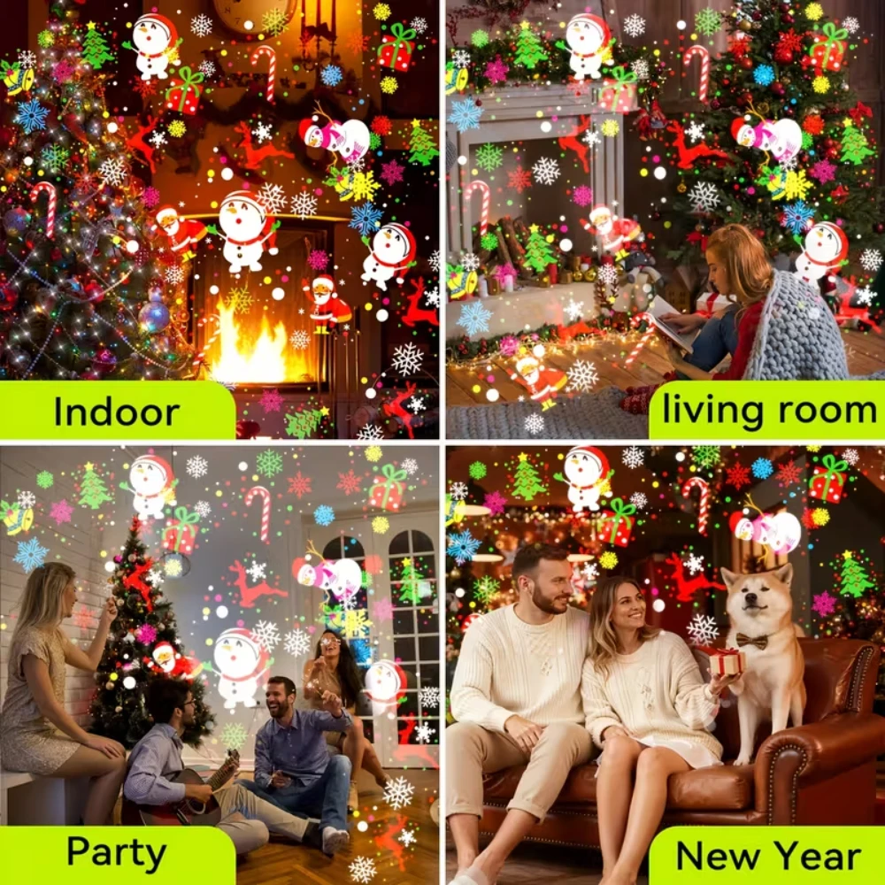 LED USB Christmas Projector Holiday Lights Xmas Projection Night Lamp Santa Claus Snowflake Spotlight for New Year Party Decor