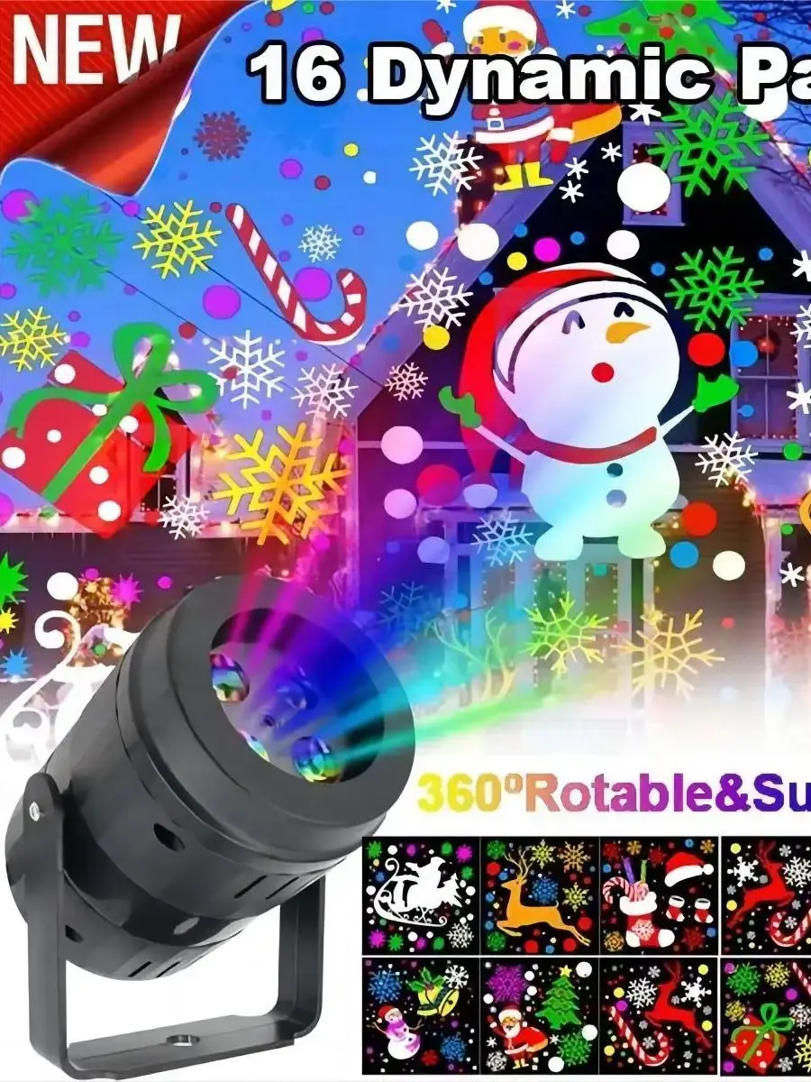 LED USB Christmas Projector Holiday Lights Xmas Projection Night Lamp Santa Claus Snowflake Spotlight for New Year Party Decor