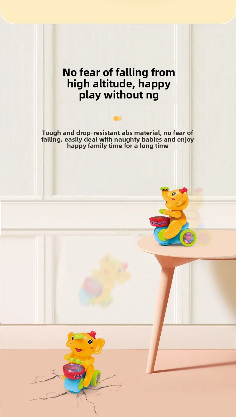 Musical Walking Elephant Drummer Toys for Kid Musical Toy with LED Light Music Sensory Activity Toys Learning Educational Toys