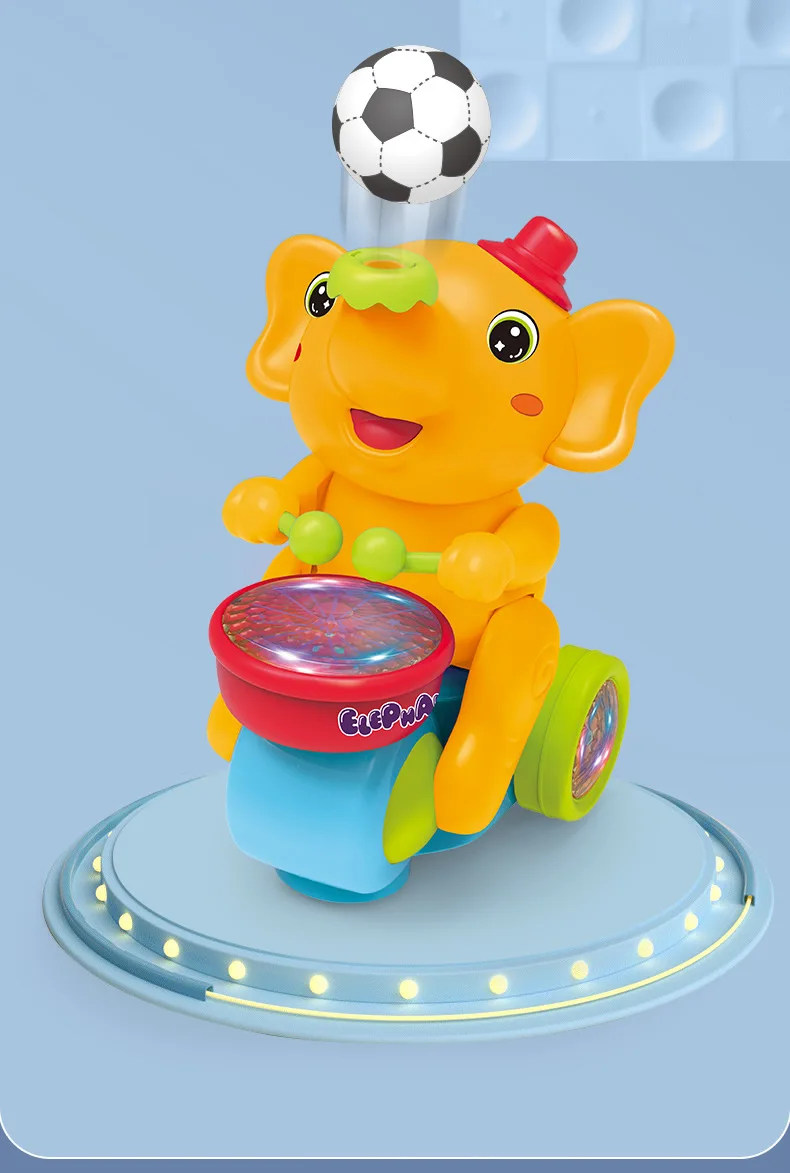 Musical Walking Elephant Drummer Toys for Kid Musical Toy with LED Light Music Sensory Activity Toys Learning Educational Toys