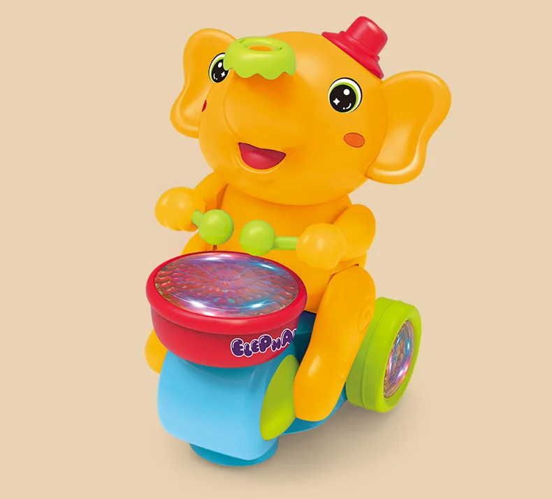 Musical Walking Elephant Drummer Toys for Kid Musical Toy with LED Light Music Sensory Activity Toys Learning Educational Toys