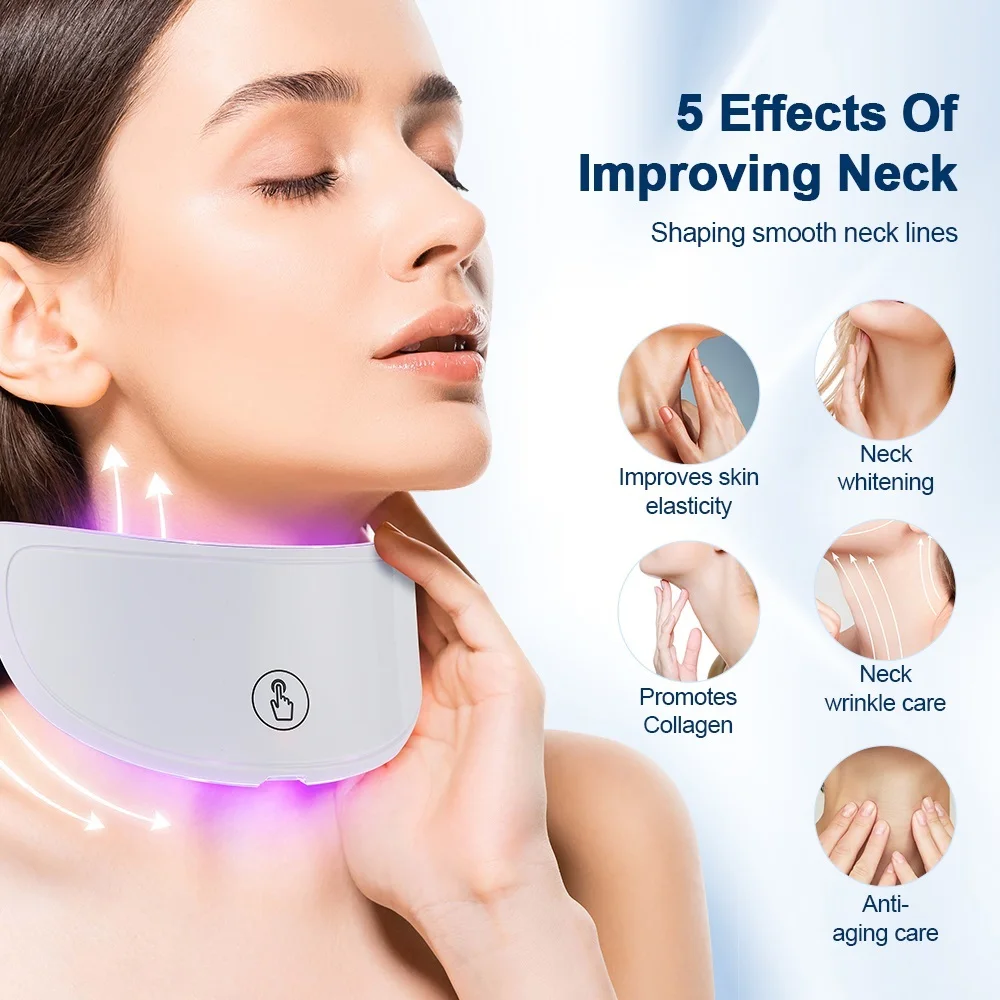 Neck LED Lift Mask Photon Anti-Wrinkle Skin Tightening Neck Beauty Device Skin Brighten Rejuvenation Neck Wrinkle Remover