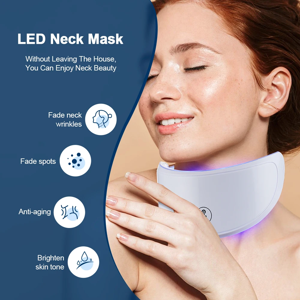 Neck LED Lift Mask Photon Anti-Wrinkle Skin Tightening Neck Beauty Device Skin Brighten Rejuvenation Neck Wrinkle Remover