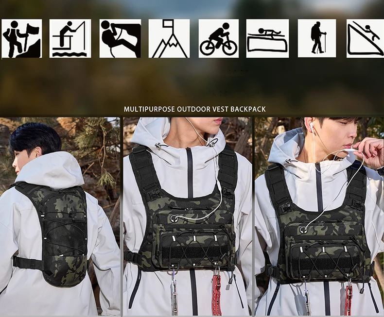 Running Chest Pack Outdoor Sports Vest Backpack For Hiking Race Marathon Bag Men Women Sports Tactical Pouch Camping Backpack