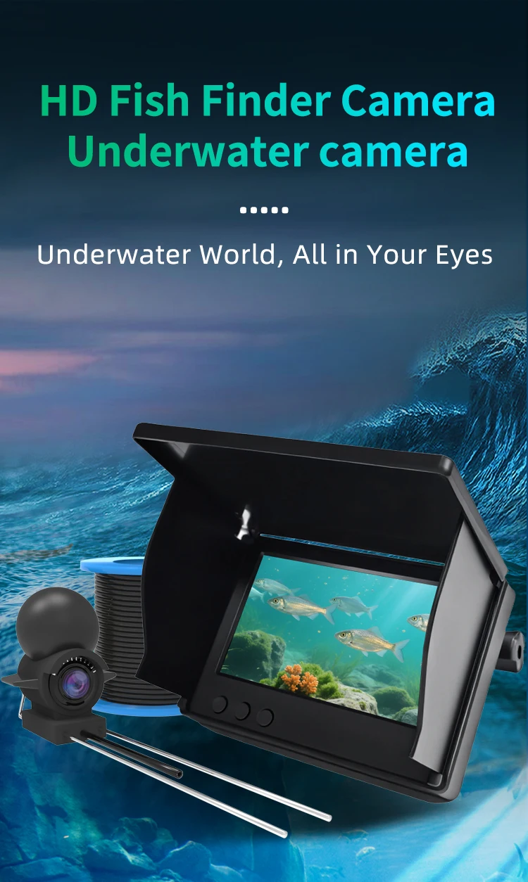 Dodosee 220° Underwater Fishing Camera Handheld 1080P 4.3'' LCD Fish Finder Portable Fish Depth Finder Water With Night Vision
