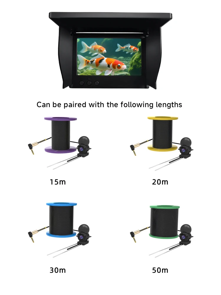 Dodosee 220° Underwater Fishing Camera Handheld 1080P 4.3'' LCD Fish Finder Portable Fish Depth Finder Water With Night Vision