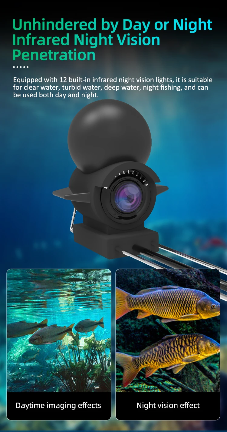 Dodosee 220° Underwater Fishing Camera Handheld 1080P 4.3'' LCD Fish Finder Portable Fish Depth Finder Water With Night Vision