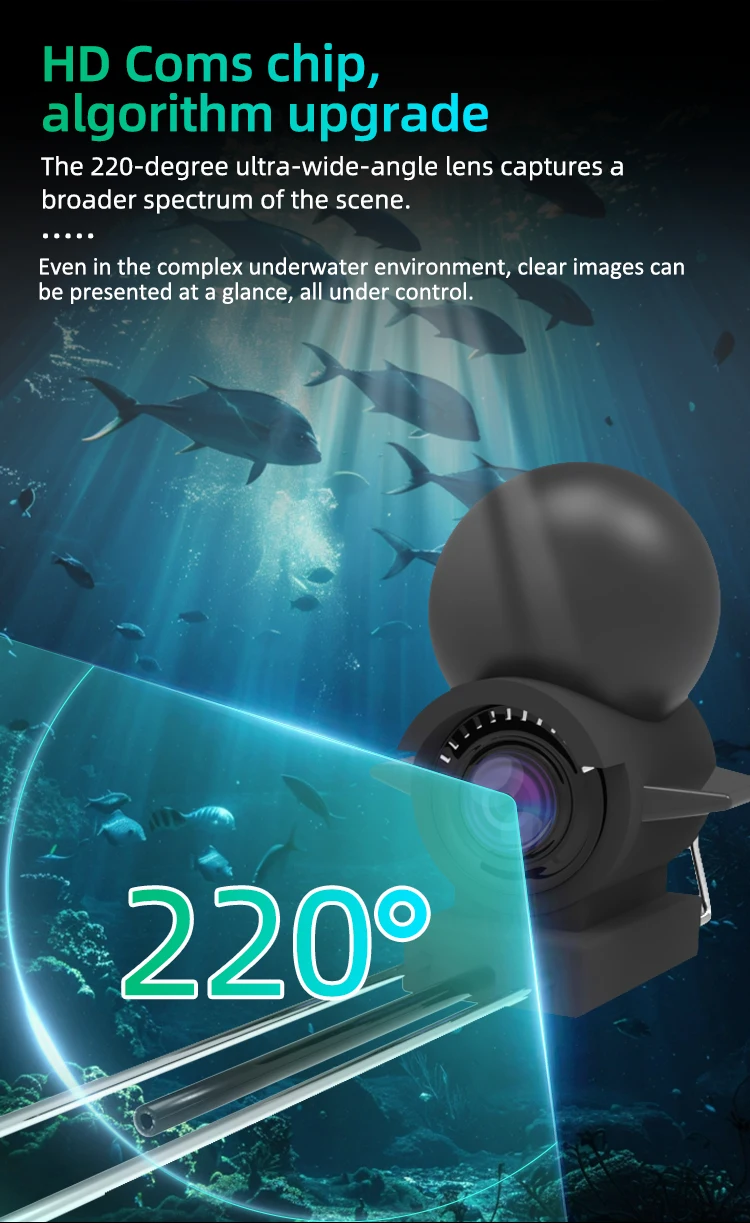 Dodosee 220° Underwater Fishing Camera Handheld 1080P 4.3'' LCD Fish Finder Portable Fish Depth Finder Water With Night Vision