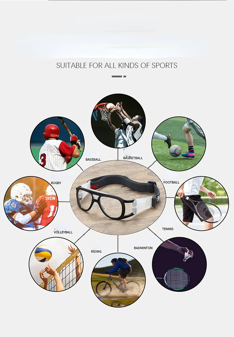 Myopia Basketball Glasses Sport Eyewear Football Anti-Collision Glasses Aspheric Color Photosensitive Changing Spectacle Lenses