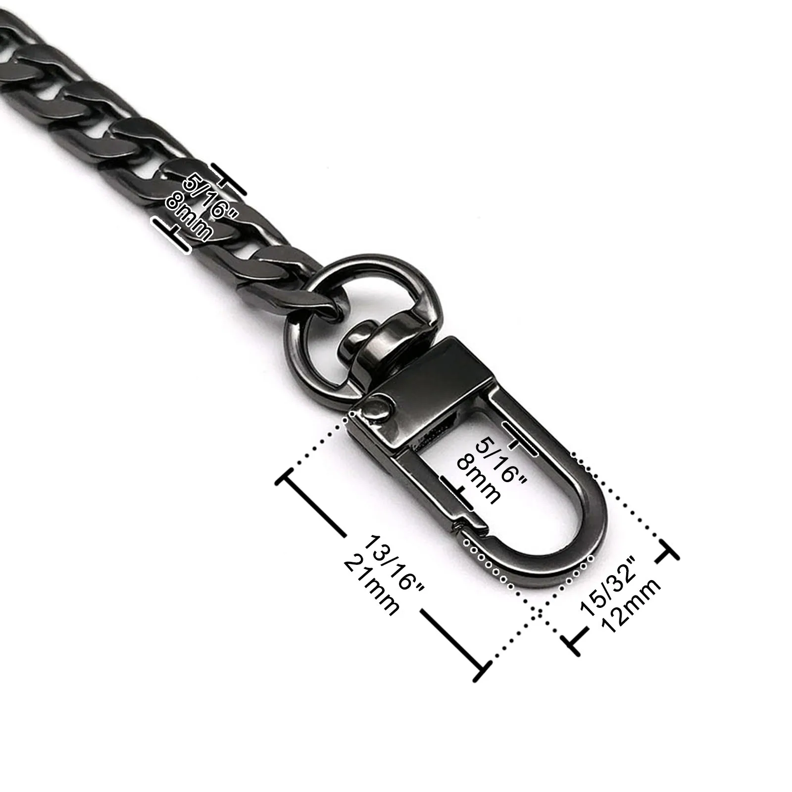 High Quality 40/60/80/100/120cm Double Clasp Snap Clip Handbag Purse Chain Leather Bag Strap Handle Shoulder Replace Repair DIY