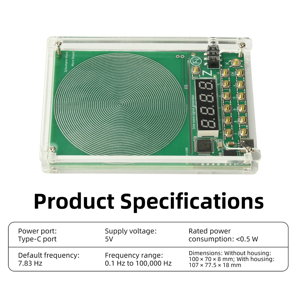 7.83HZ Schumann Wave Generator 0.01Hz~100000Hz Adjustable Frequency Sine Wave Generators 3.5MM Audio Resonator DC5V Type-C Port