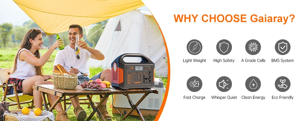 Gaiaray Solar Power Station 500W 300W Solar Generator 460WH 230WH Super Fast Charging APP Control Emergency Power Station for Home Camping Power Outages 110V US Warehouse