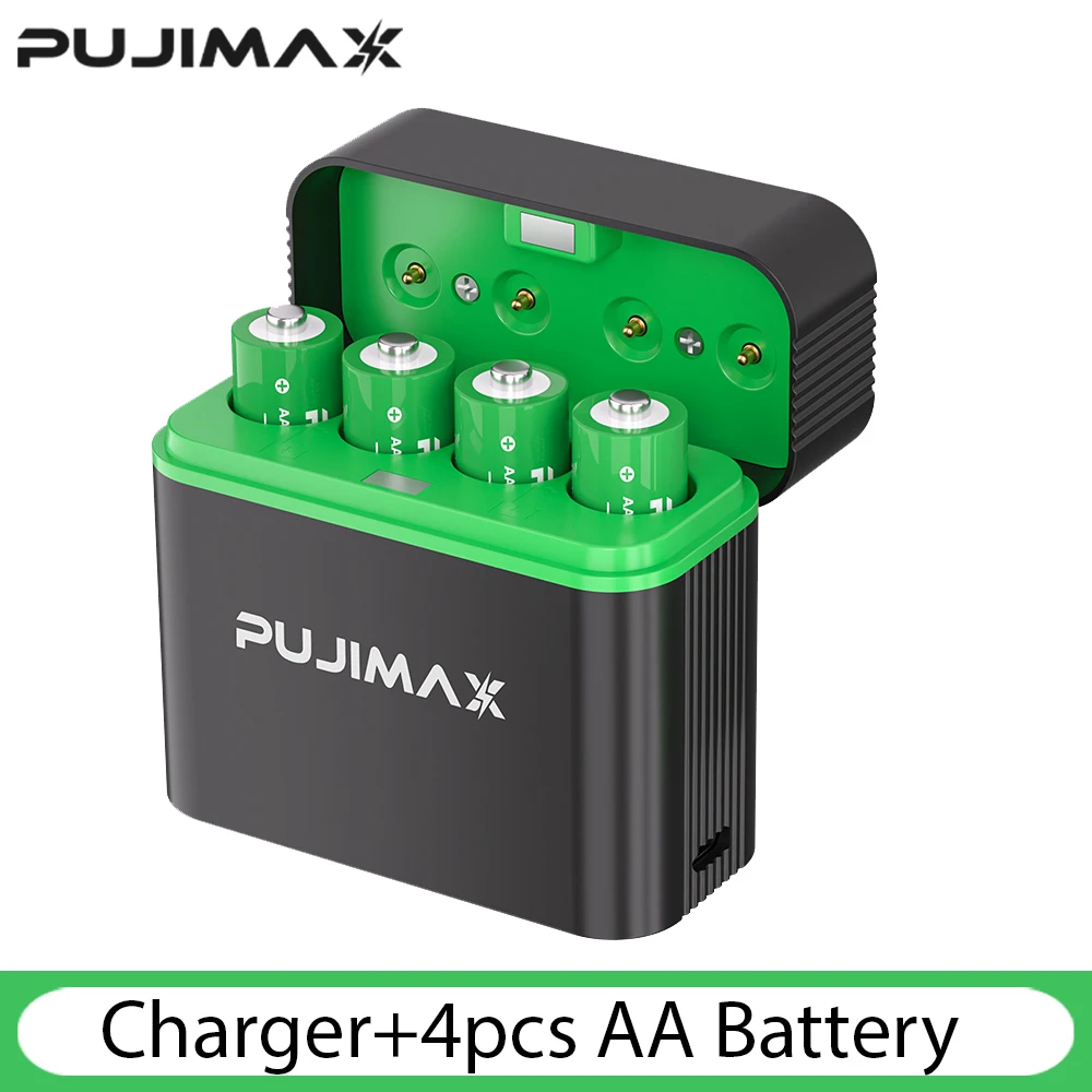 PUJIMAX AA 4255mWh Rechargeable Charging Case Charger For Batteries 1.5V Lithium Batteries Constant-Voltage Charger