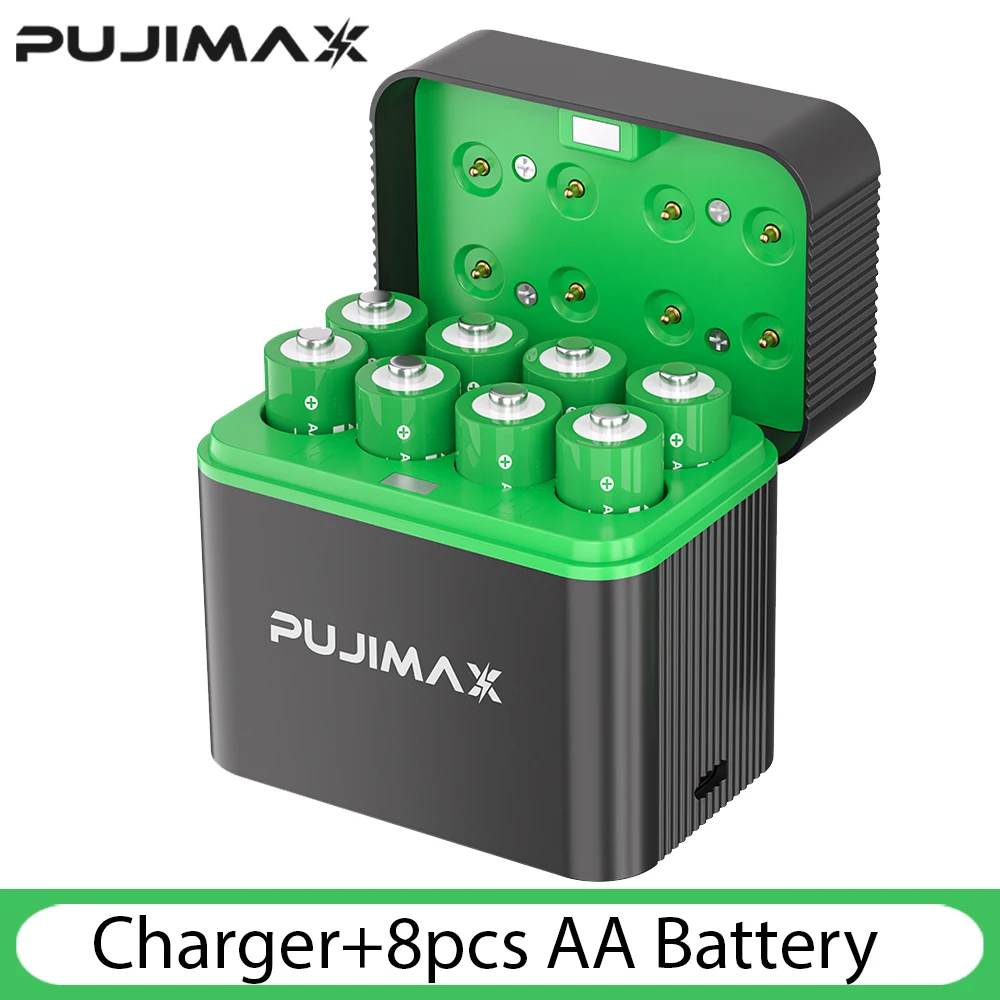PUJIMAX AA 4255mWh Rechargeable Charging Case Charger For Batteries 1.5V Lithium Batteries Constant-Voltage Charger