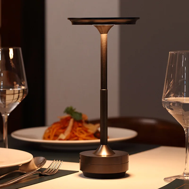 LED Charging Desk Lamp Restaurant Decoration Atmosphere Lamp Retro Portable Cordless Touch USB-C Table Lamp