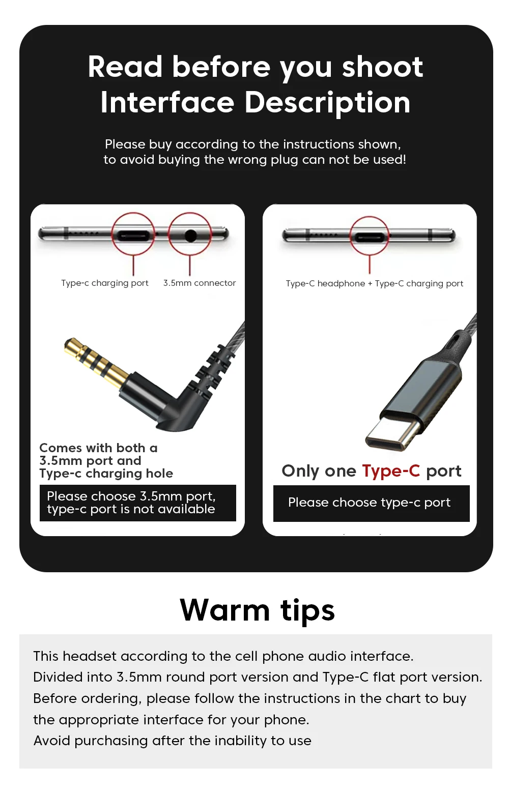 Type-C Wired Headphones In-Ear Sports Heavy Bass Gaming Earphones With Mic Volume Adjustment Call Line Control Cellphones Earbud